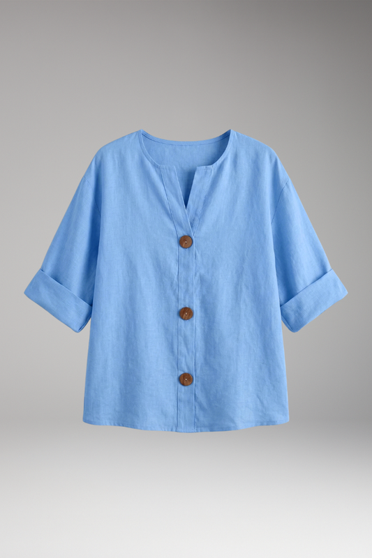 Women's Loose-Fitting Summer Blouse with Breathable Linen