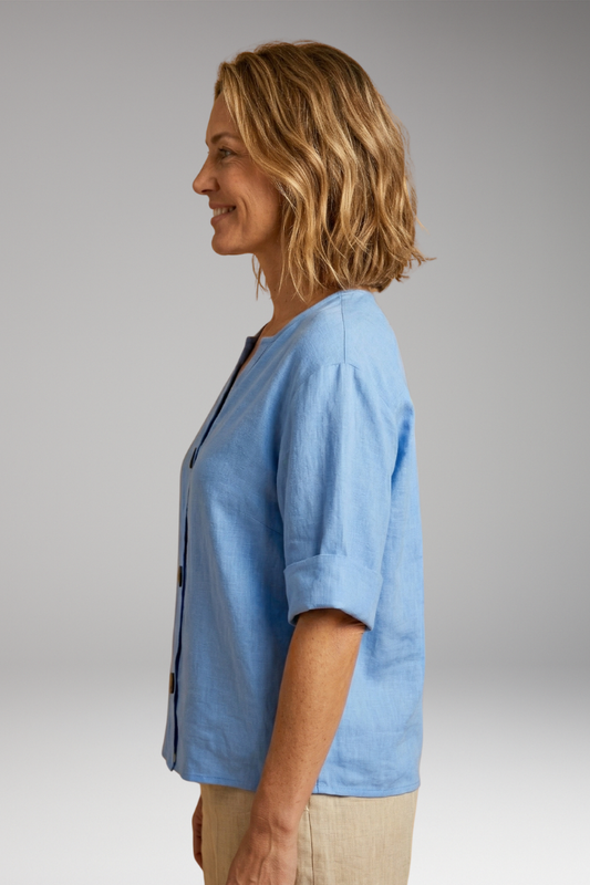 Women's Loose-Fitting Summer Blouse with Breathable Linen
