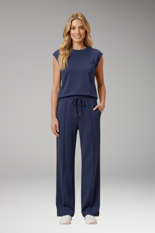Women's Lounge Co-Ord with Relaxed Fit and Woven Surface