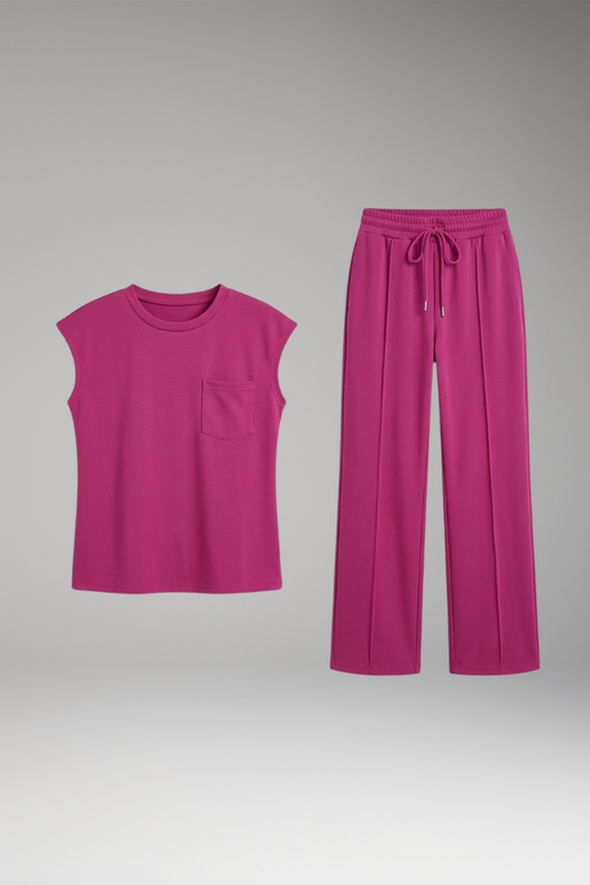 Women's Lounge Co-Ord with Relaxed Fit and Woven Surface