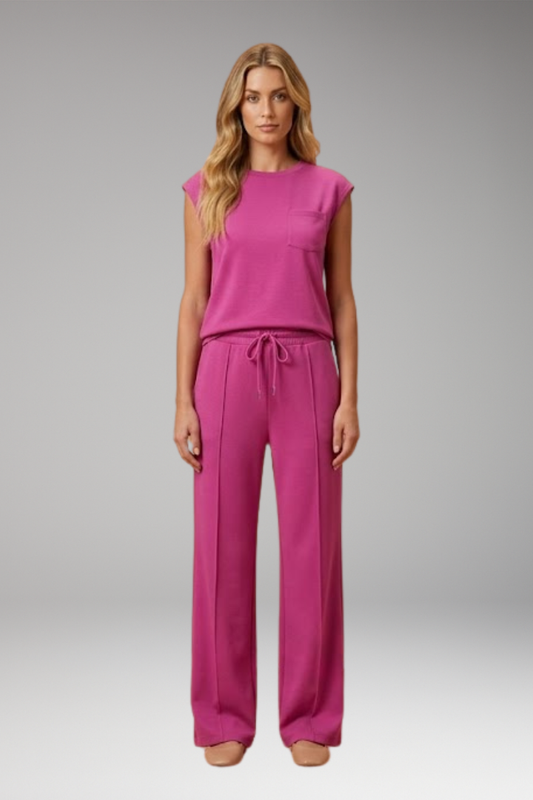 Women's Lounge Co-Ord with Relaxed Fit and Woven Surface