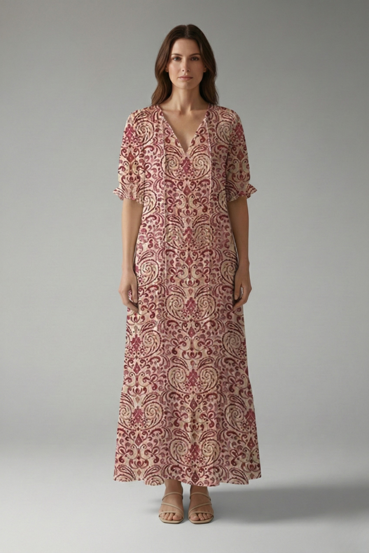 Women's Maxi Dress with Bohemian Design and Relaxed Fit