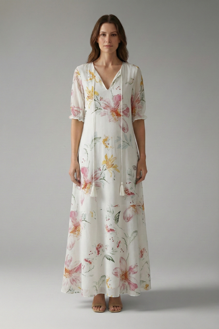 Women's Maxi Dress with Bohemian Design and Relaxed Fit