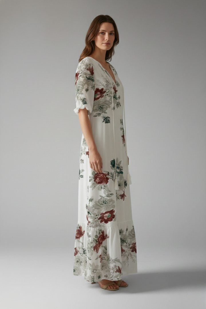 Women's Maxi Dress with Bohemian Design and Relaxed Fit