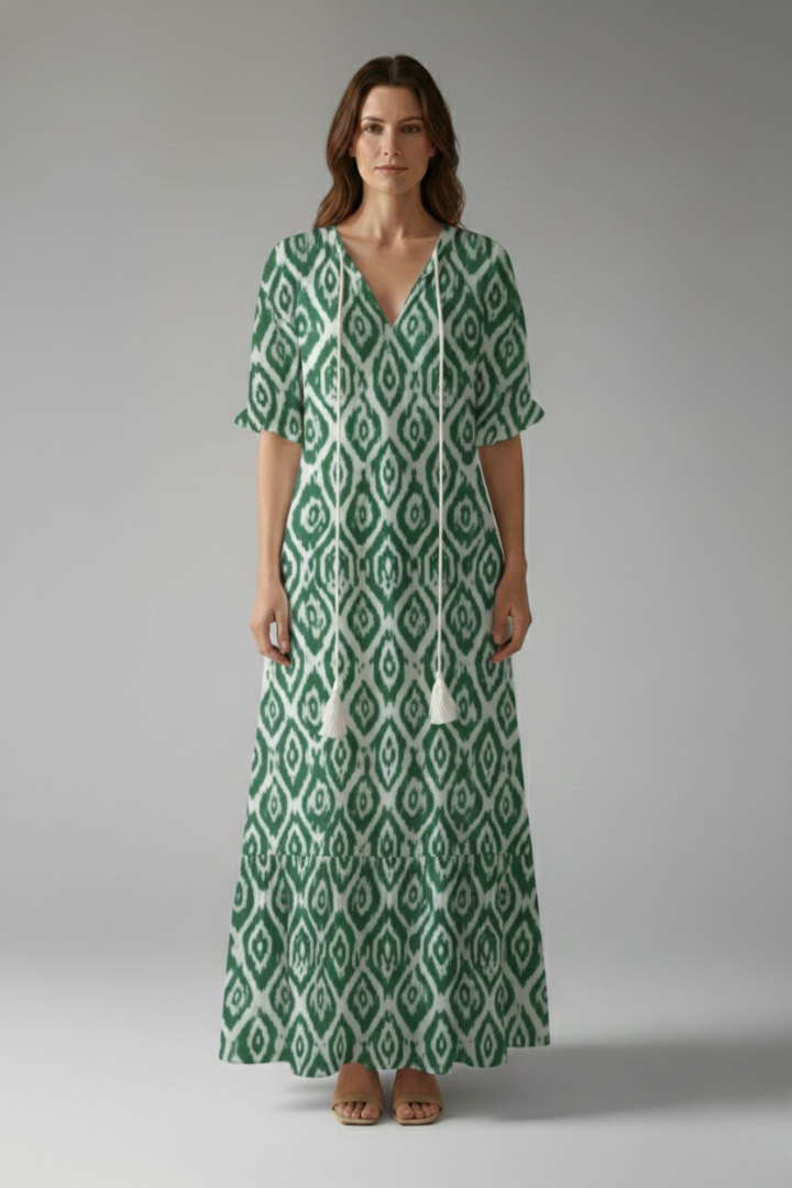 Women's Maxi Dress with Bohemian Design and Relaxed Fit