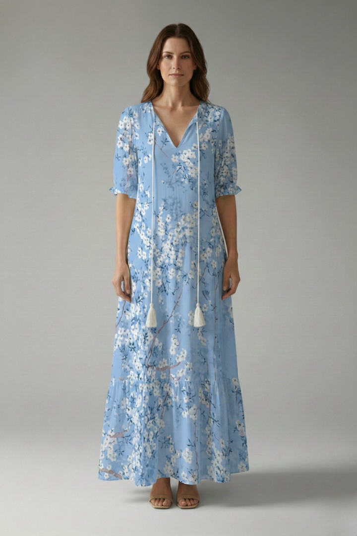 Women's Maxi Dress with Bohemian Design and Relaxed Fit