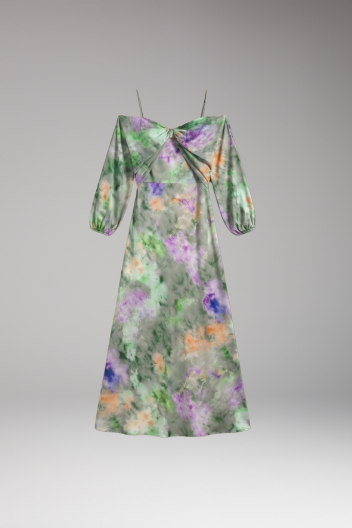 Women's Maxi Dress with Detachable Scarf and Soft Fabric