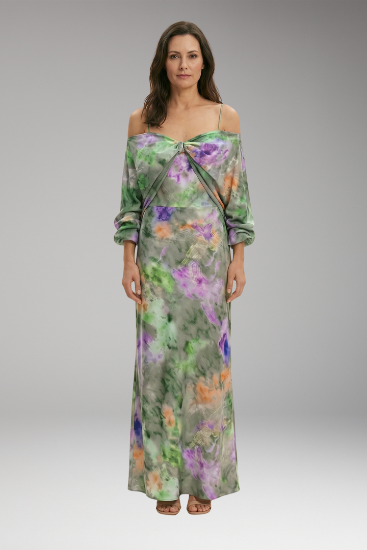 Women's Maxi Dress with Detachable Scarf and Soft Fabric