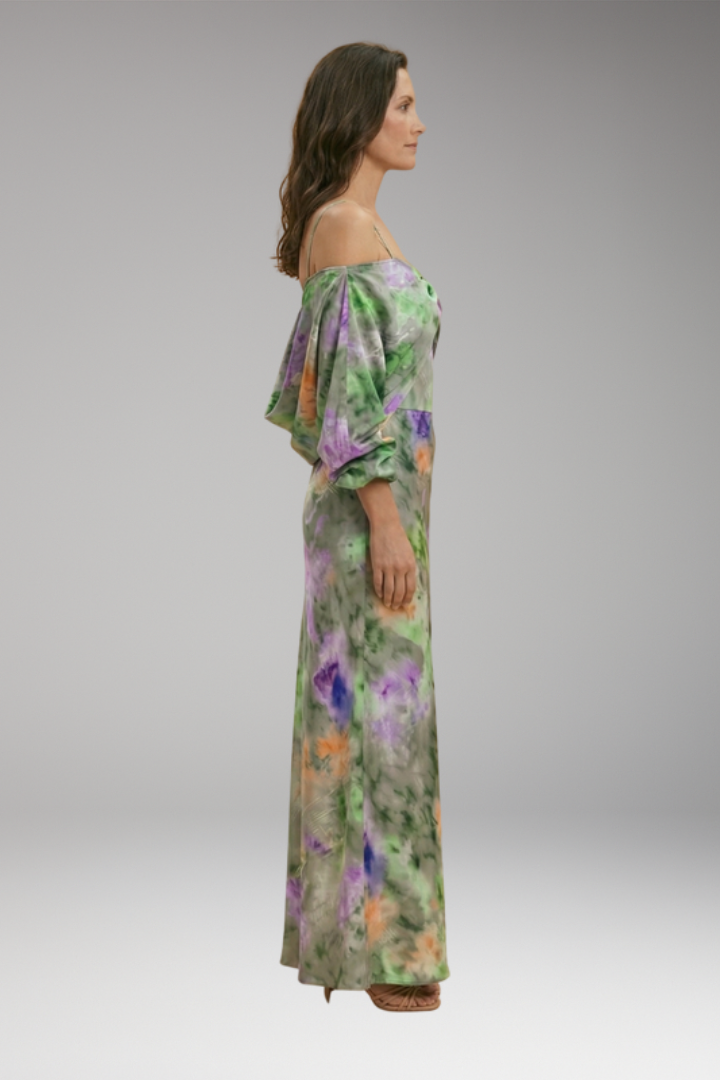 Women's Maxi Dress with Detachable Scarf and Soft Fabric