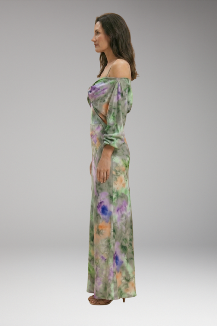 Women's Maxi Dress with Detachable Scarf and Soft Fabric