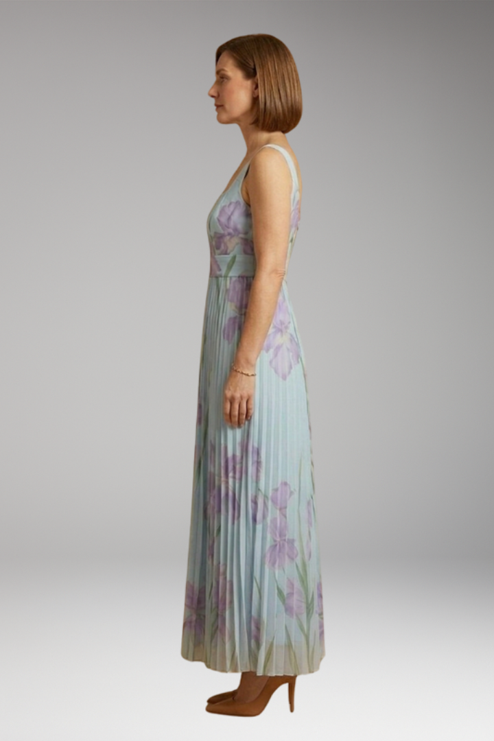 Women's Maxi Dress with Floral Pattern and A-Line Fit