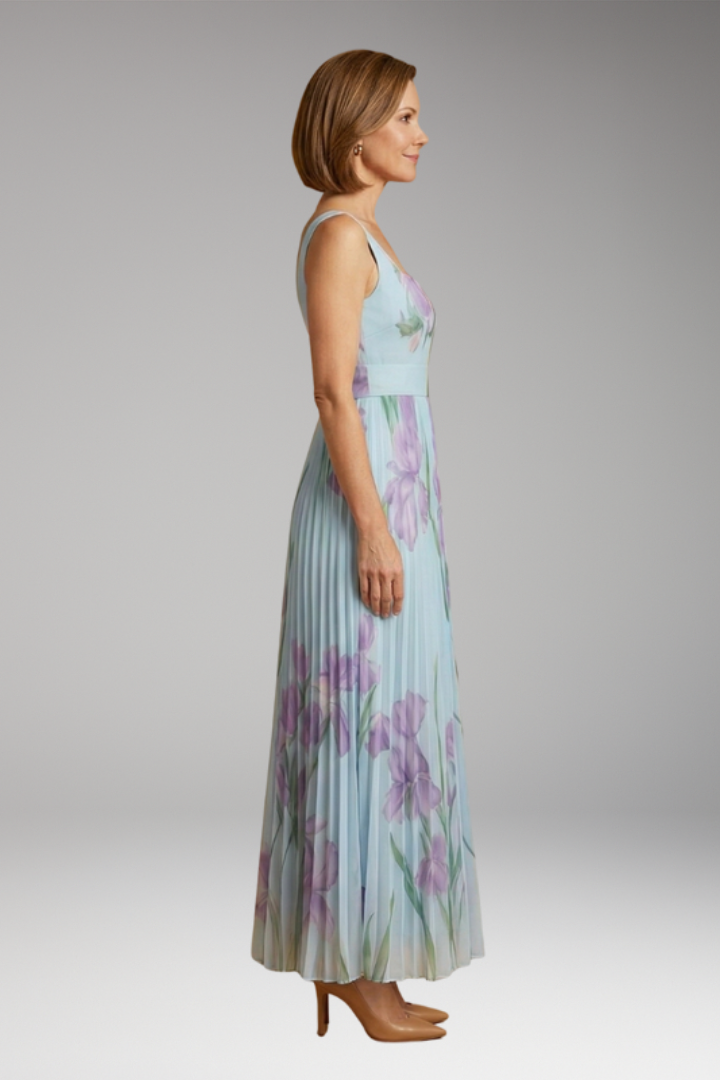 Women's Maxi Dress with Floral Pattern and A-Line Fit