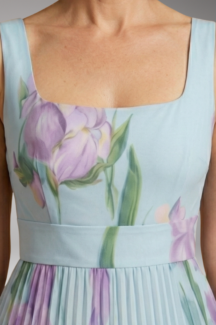 Women's Maxi Dress with Floral Pattern and A-Line Fit