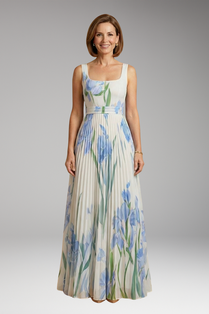 Women's Maxi Dress with Floral Pattern and A-Line Fit