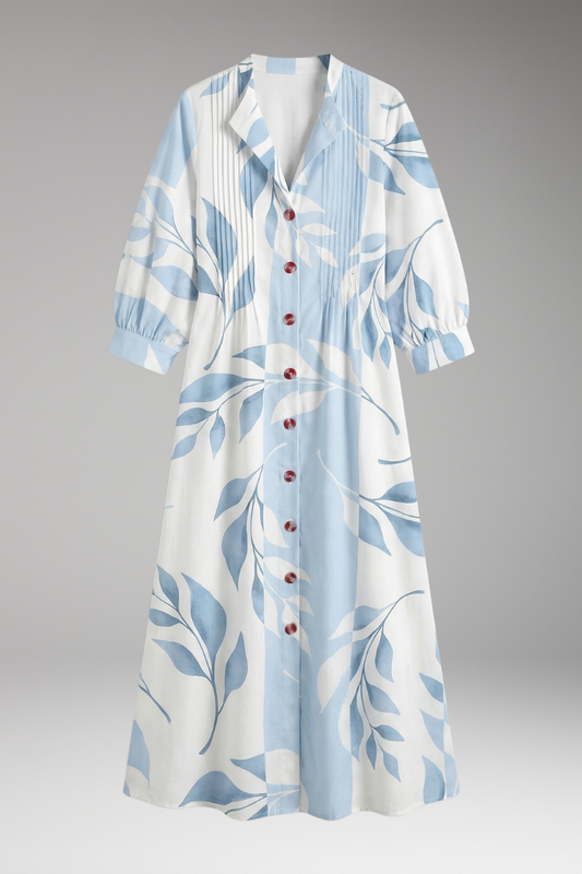 Women's Maxi Dress with Floral Pattern and Pockets