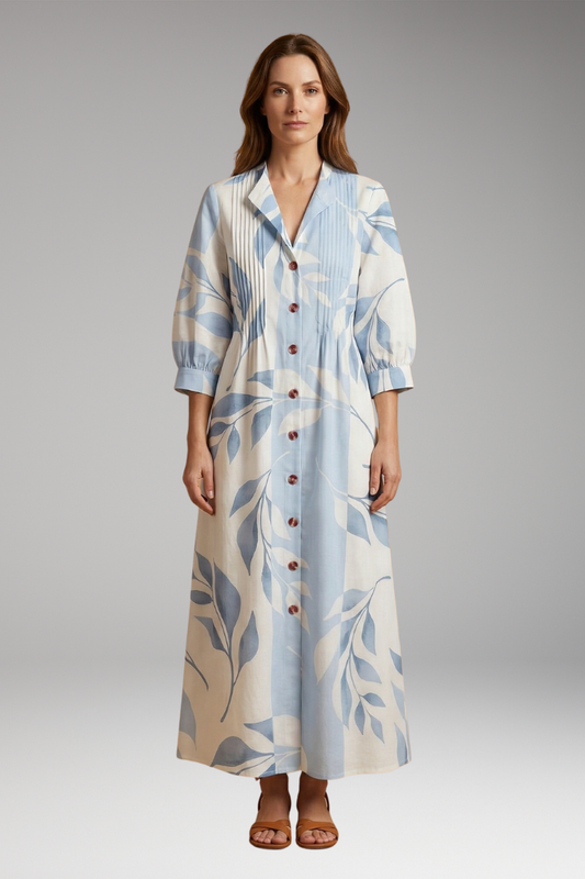 Women's Maxi Dress with Floral Pattern and Pockets