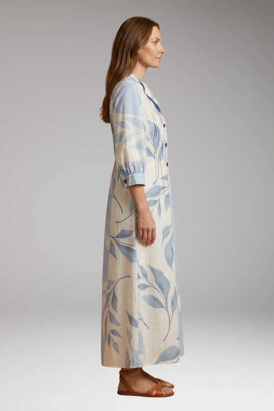 Women's Maxi Dress with Floral Pattern and Pockets