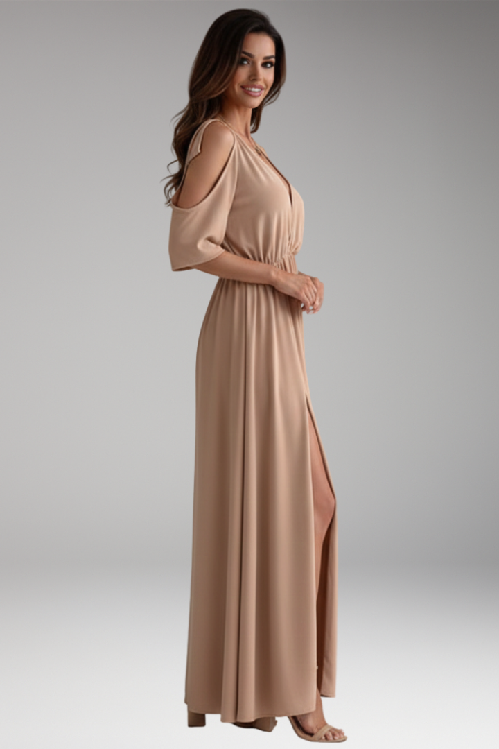 Women's Maxi Dress with Half Sleeve and Side Slit