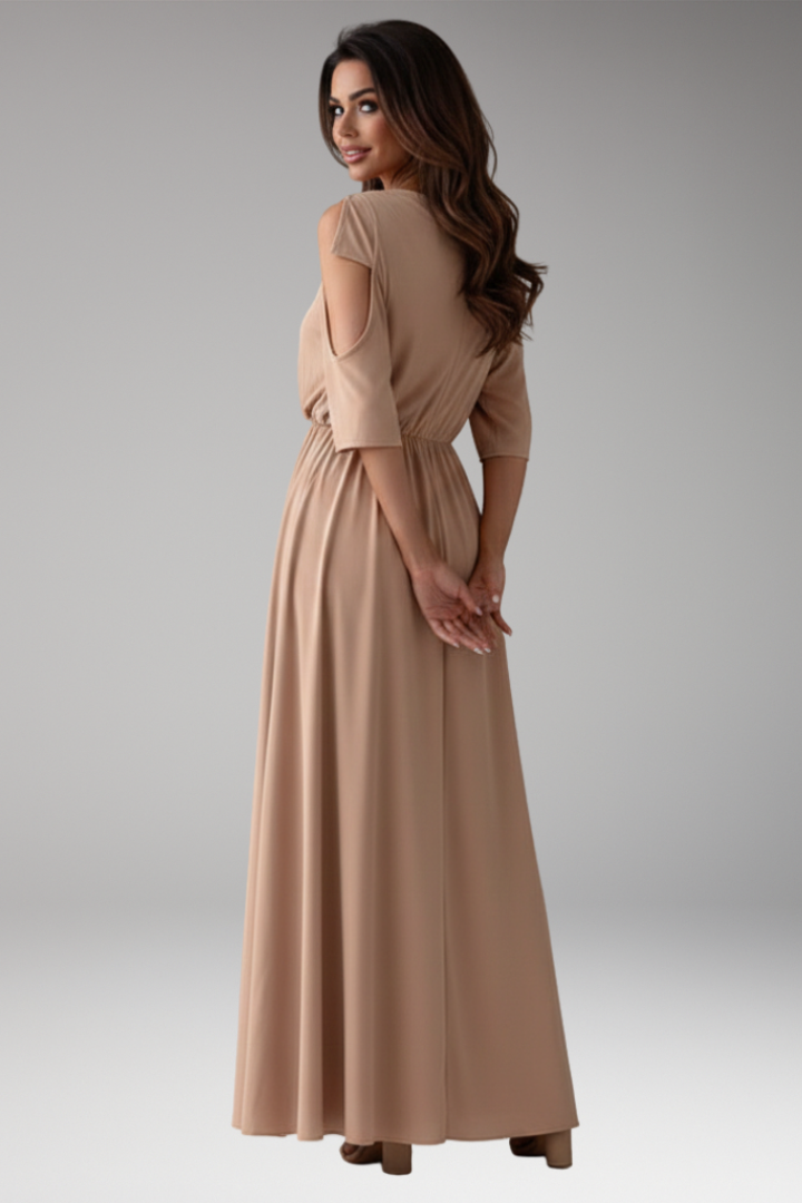 Women's Maxi Dress with Half Sleeve and Side Slit