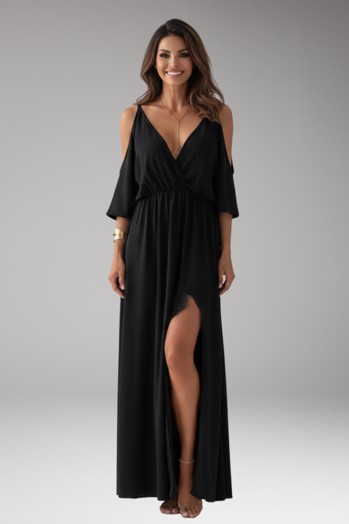 Women's Maxi Dress with Half Sleeve and Side Slit