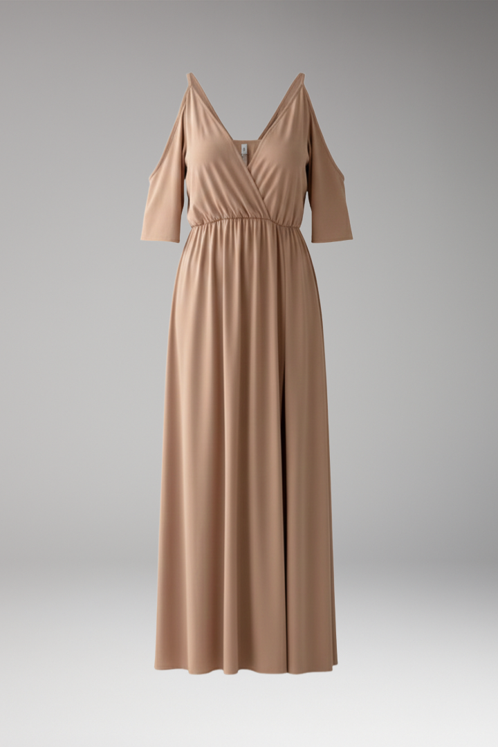 Women's Maxi Dress with Half Sleeve and Side Slit