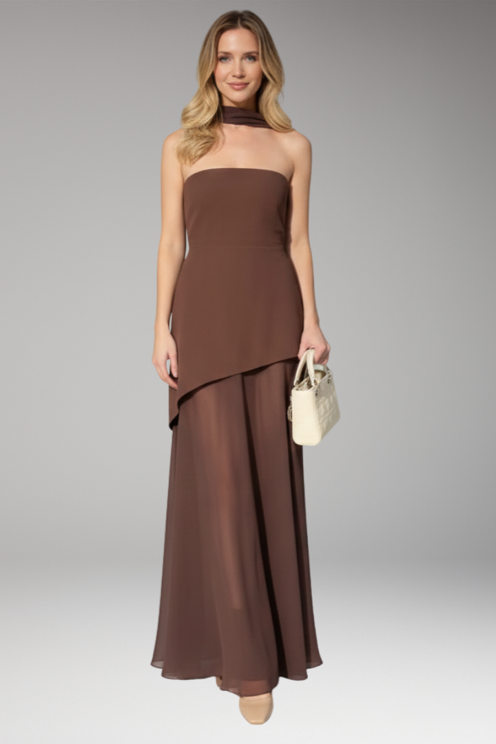 Women's Maxi Dress with Halter Neck and High Slit