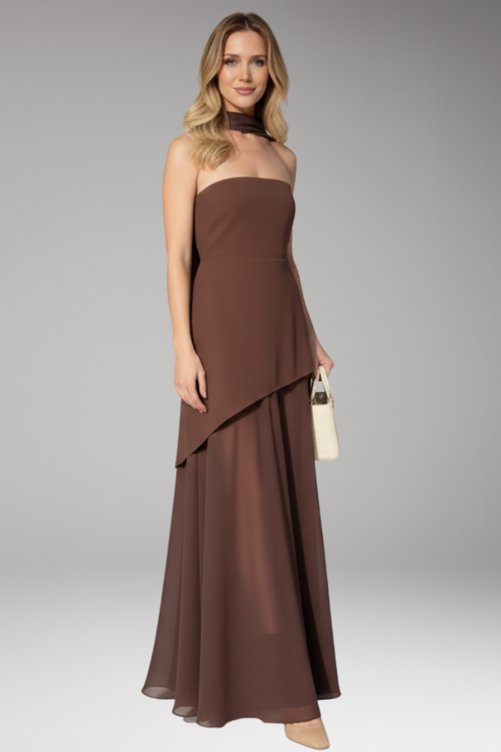 Women's Maxi Dress with Halter Neck and High Slit