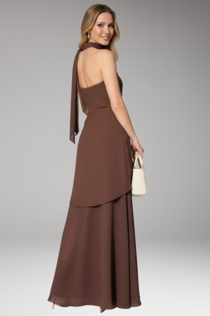 Women's Maxi Dress with Halter Neck and High Slit