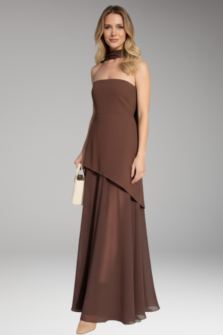 Women's Maxi Dress with Halter Neck and High Slit