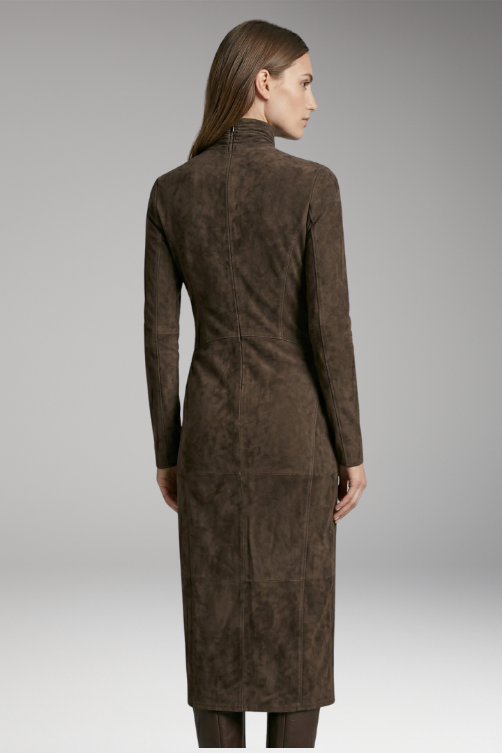 Women’s Maxi Dress with High Neck and Asymmetrical Hem