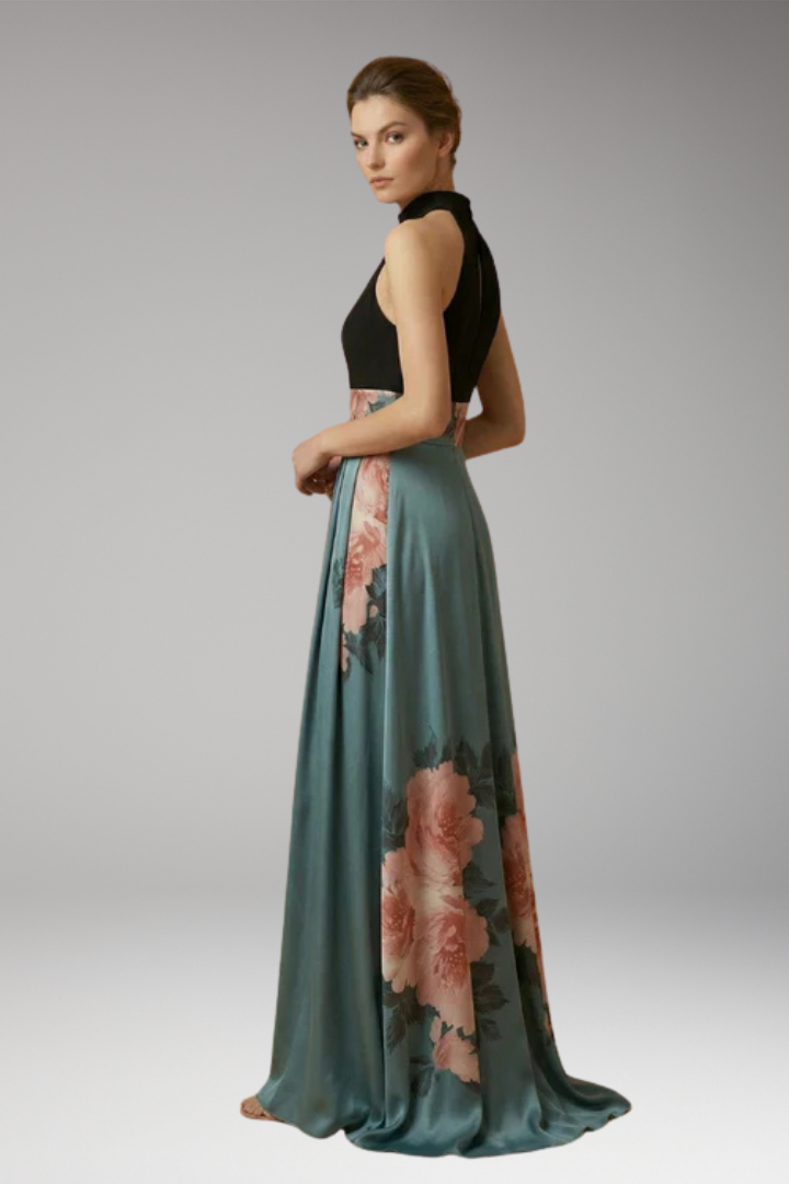 Women’s Maxi Dress with High Neck and Side Slit