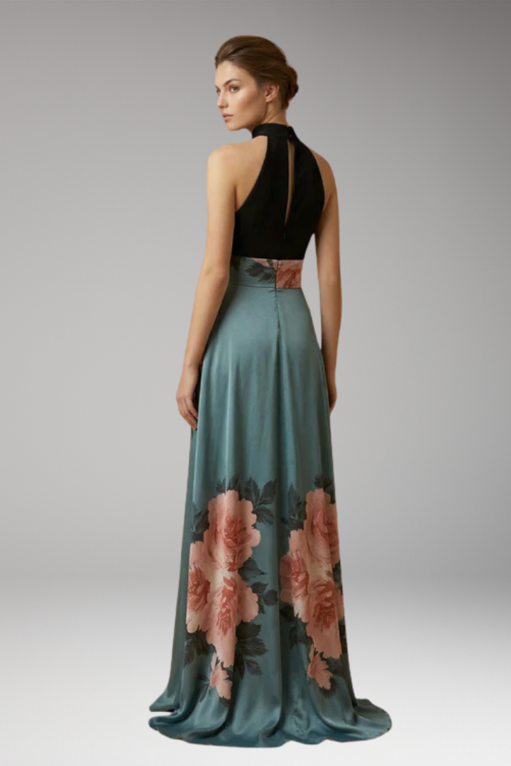 Women’s Maxi Dress with High Neck and Side Slit