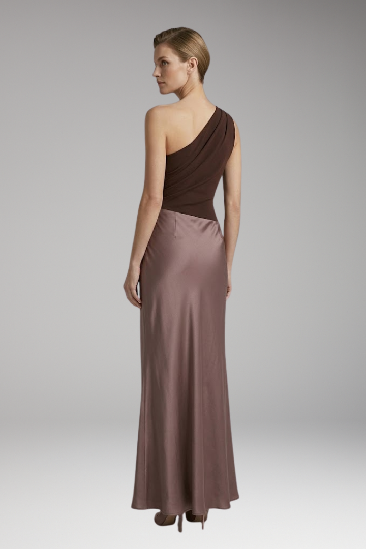 Women’s Maxi Dress with One-Shoulder and Pleated Design
