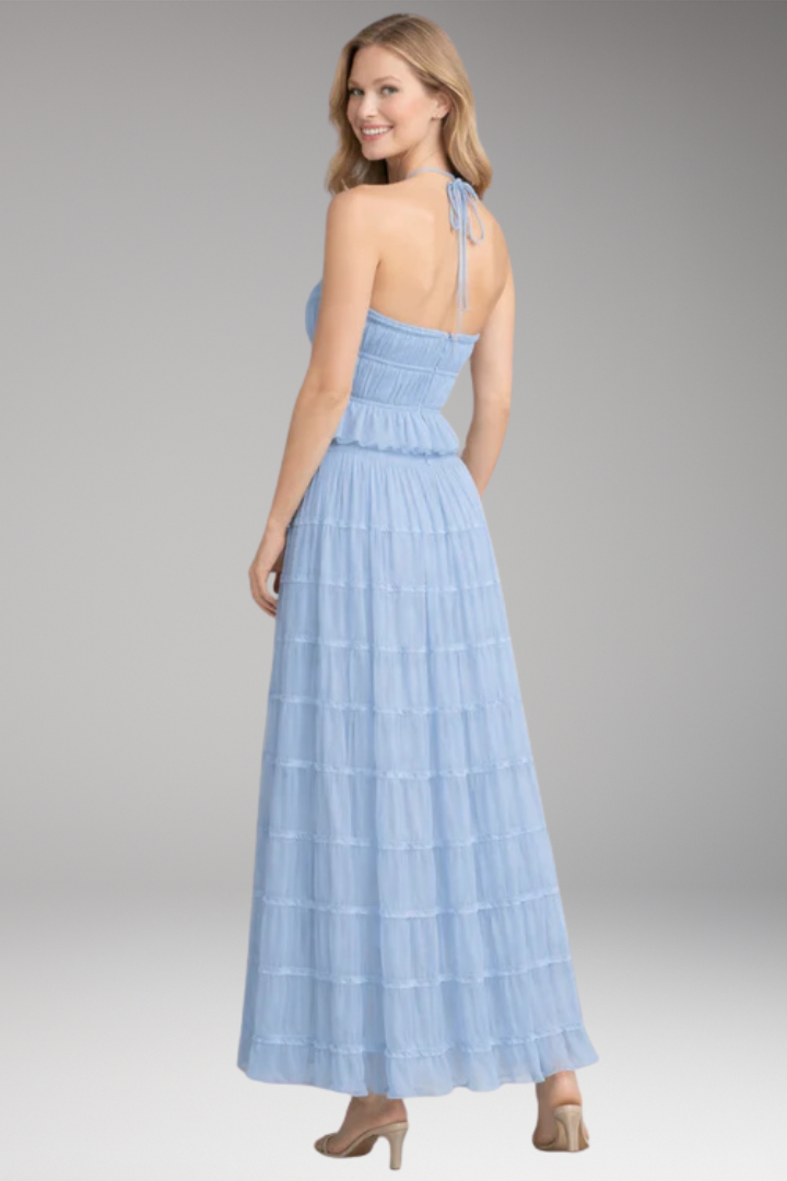 Women's Maxi Dress with Ruffle Detail and Adjustable Bodice