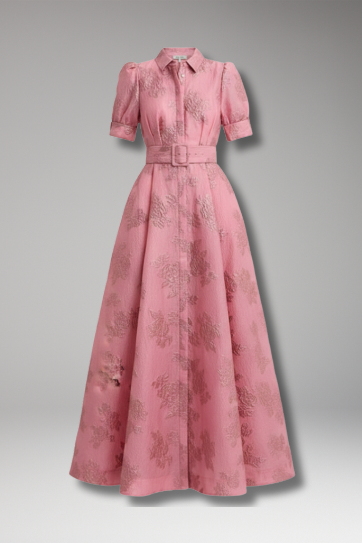 Women’s Maxi Dress with Collar and Waist Belt