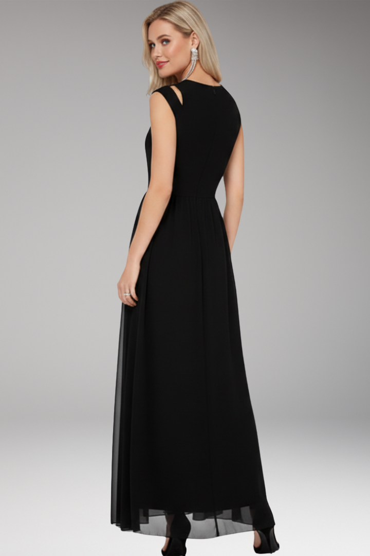 Women's Maxi Dress with Side Slit and Sleeveless Design