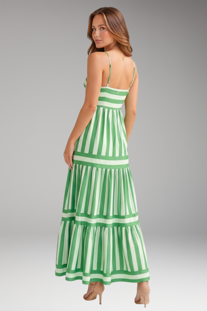Women's Maxi Dress with Straps and Stripe Pattern
