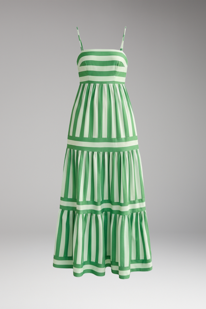 Women's Maxi Dress with Straps and Stripe Pattern