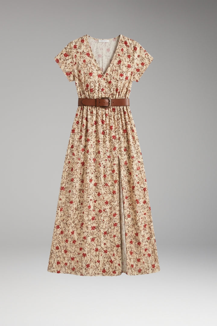 Women’s Maxi Dress with V-Neck and Wrap Design