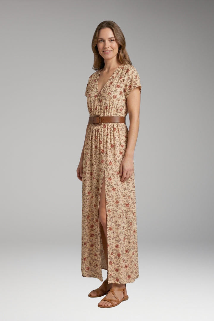 Women’s Maxi Dress with V-Neck and Wrap Design