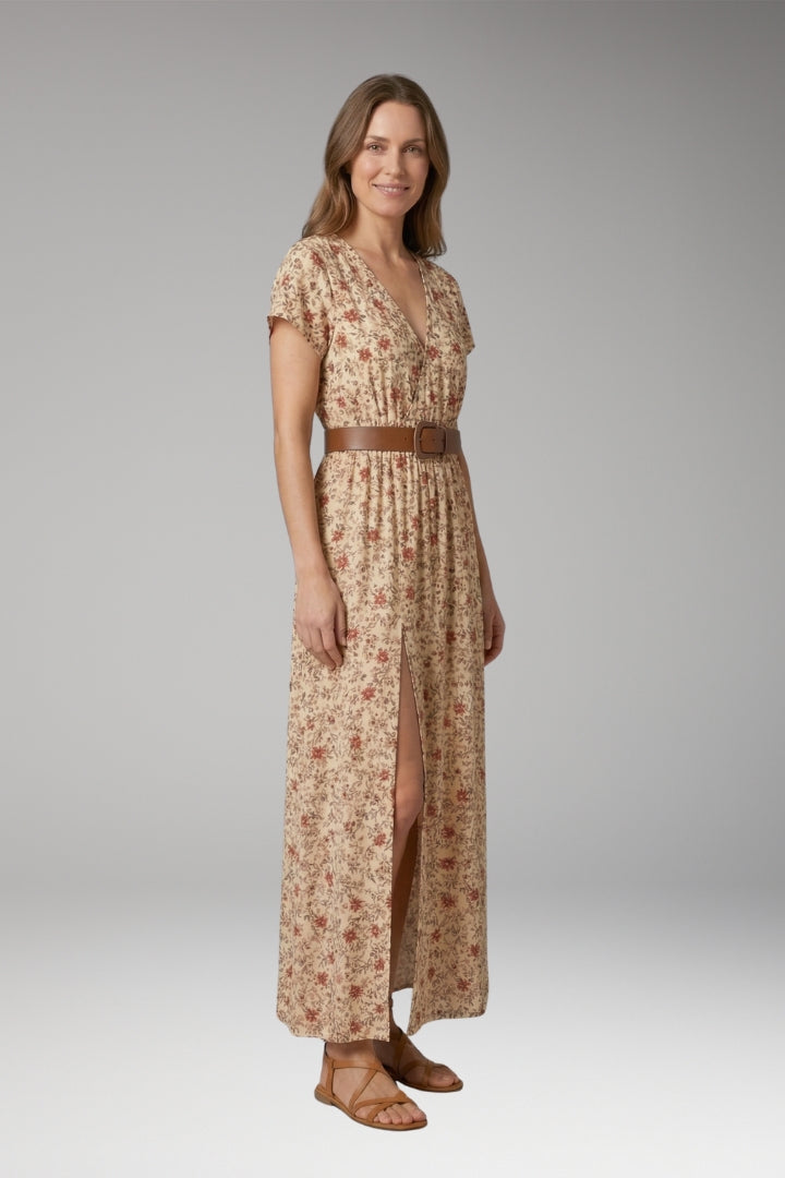 Women’s Maxi Dress with V-Neck and Wrap Design