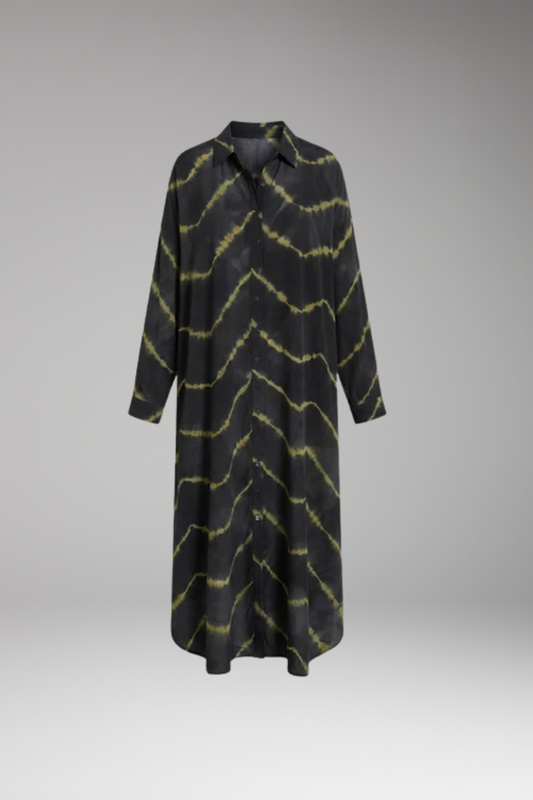 Women's Maxi Dress with V-Neckline and Striped Pattern