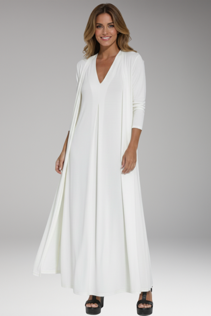 Women's Maxi Dress with V Neck and Sleeveless Cut
