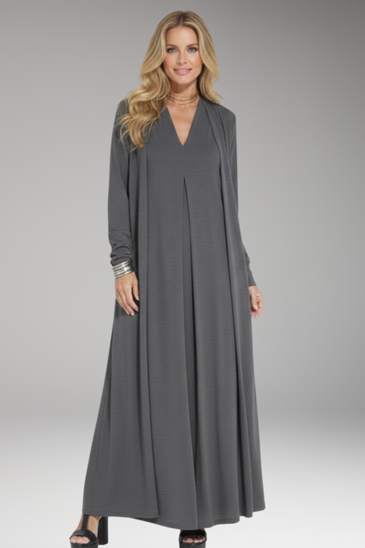 Women's Maxi Dress with V Neck and Sleeveless Cut