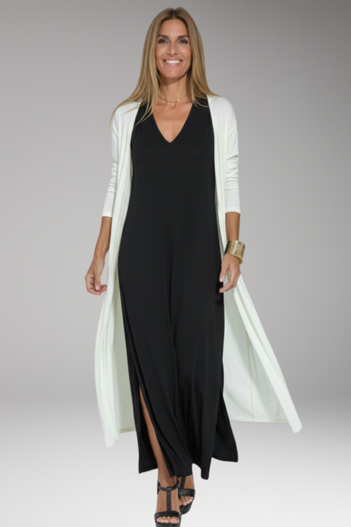 Women's Maxi Dress with V Neck and Sleeveless Cut
