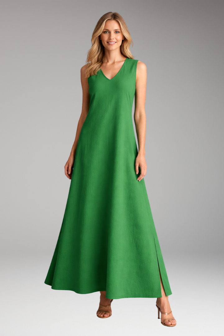 Women’s Maxi Dress with V‑Neck and Side Slit