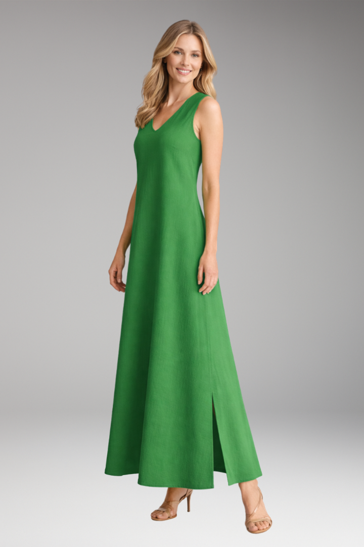 Women’s Maxi Dress with V‑Neck and Side Slit