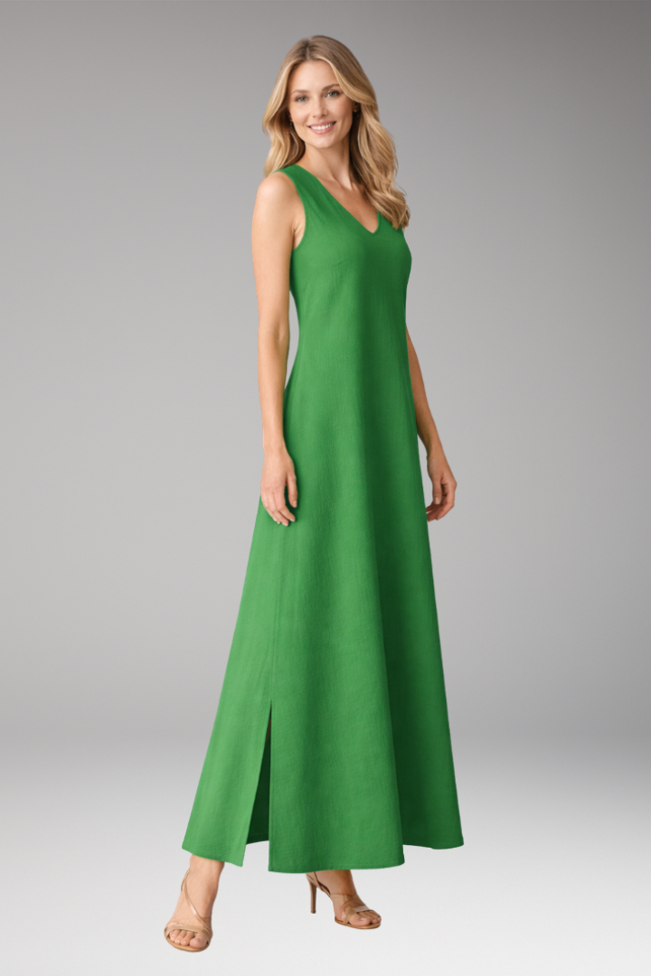 Women’s Maxi Dress with V‑Neck and Side Slit