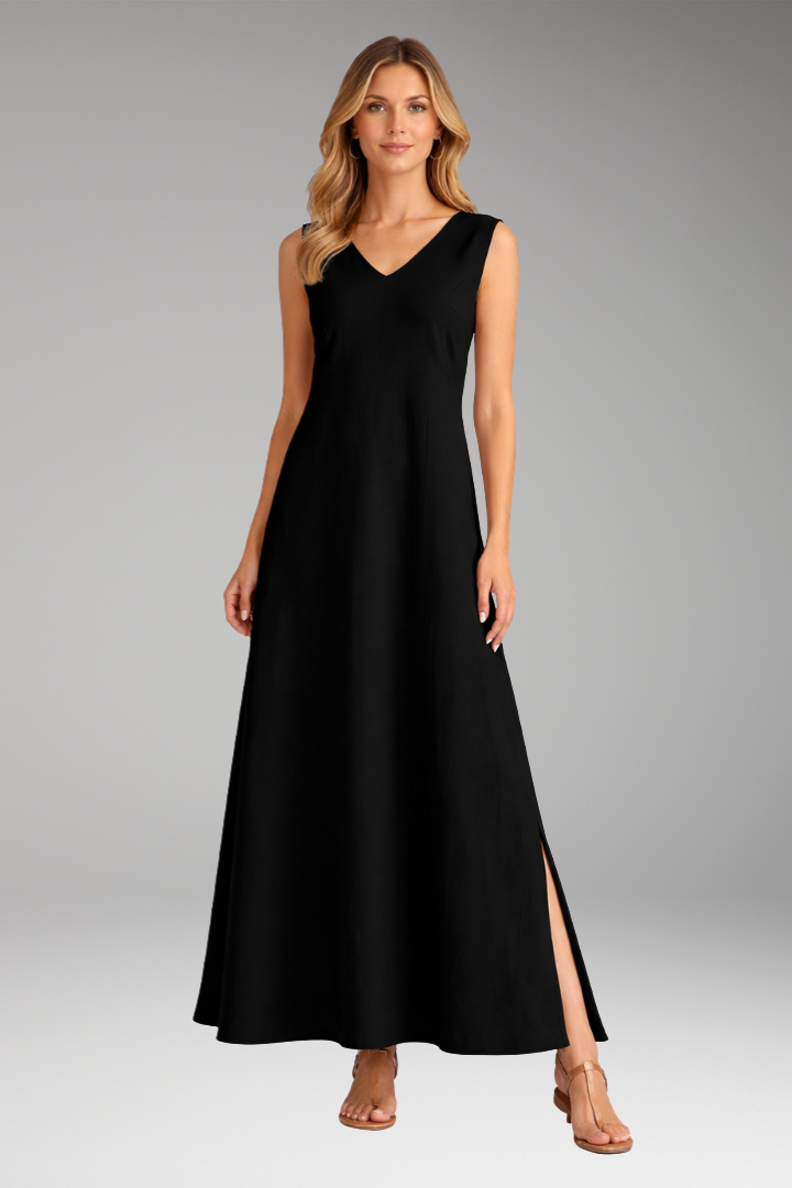Women’s Maxi Dress with V‑Neck and Side Slit