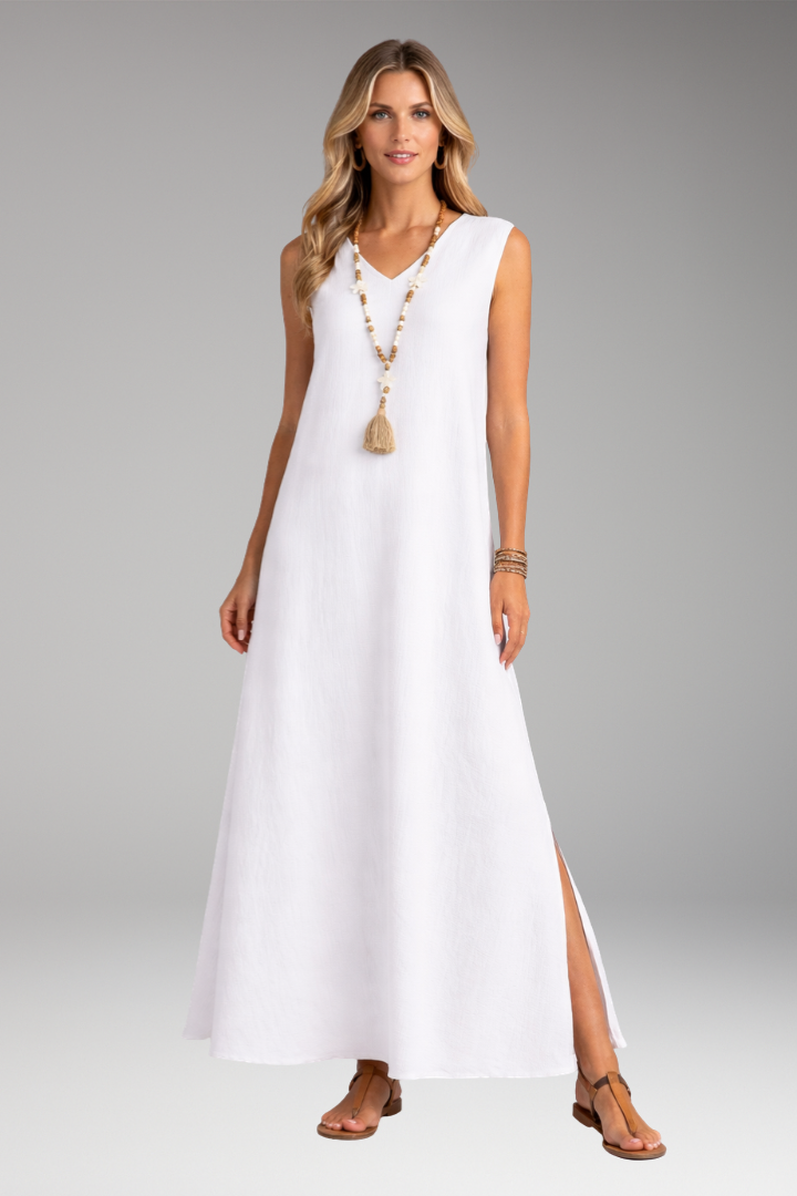 Women’s Maxi Dress with V‑Neck and Side Slit